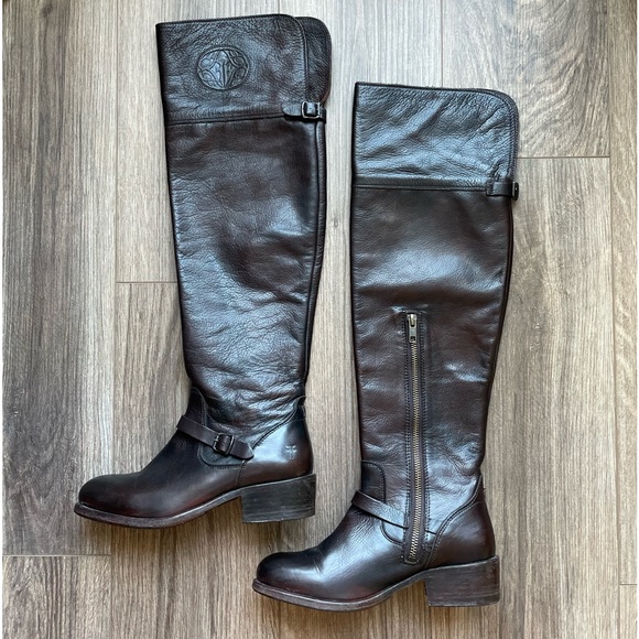 Frye Shirley Over the Knee Brown Leather Riding Boots | 6 - Picture 2 of 16